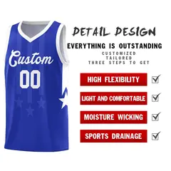 Royal White Gradient Star Graffiti Basketball Jersey 2