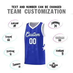 Royal White Gradient Star Graffiti Basketball Jersey 4
