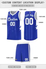 Royal White Gradient Star Graffiti Basketball Jersey 5