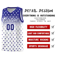 Royal White Gradient Star Pattern Basketball Jersey Sets 2