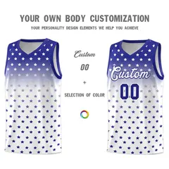 Royal White Gradient Star Pattern Basketball Jersey Sets 3