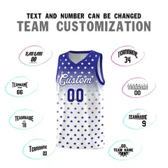 Royal White Gradient Star Pattern Basketball Jersey Sets 4