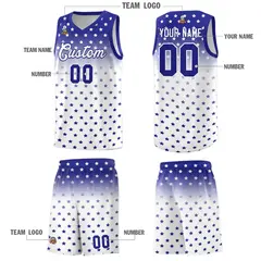 Royal White Gradient Star Pattern Basketball Jersey Sets 5