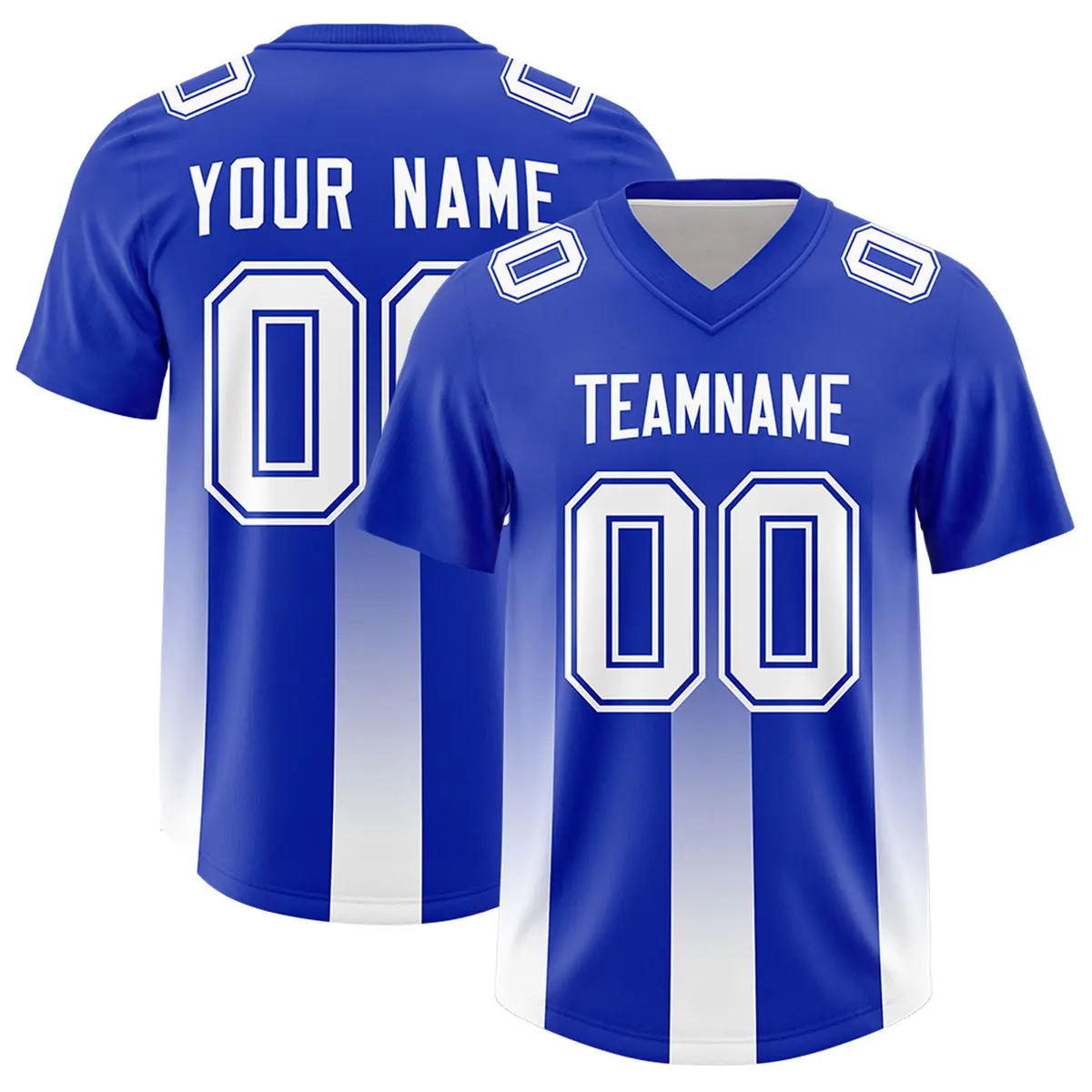 Royal White Gradient Vertical Stripe Fashion Football Jersey