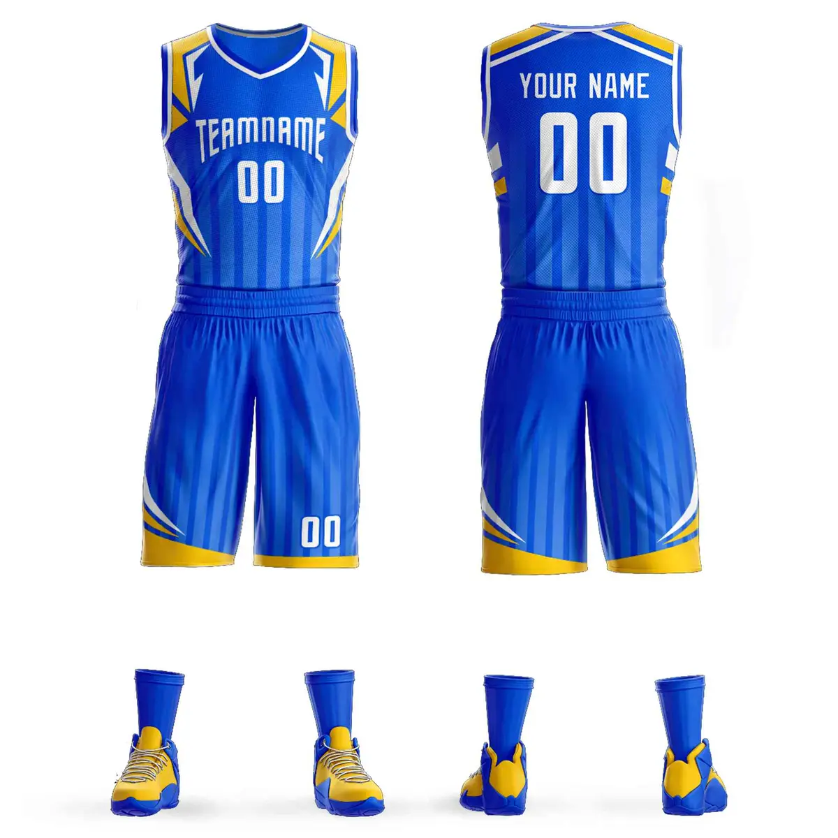 Royal White Graffiti Angular Element Basketball Jersey