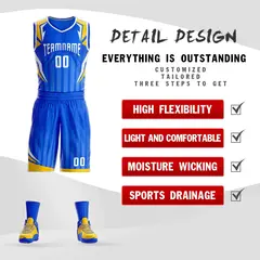 Royal White Graffiti Angular Element Basketball Jersey 2