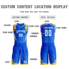 Royal White Graffiti Angular Element Basketball Jersey 3