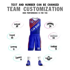 Royal White Graffiti Bar Pattern Sets Basketball Jersey 4