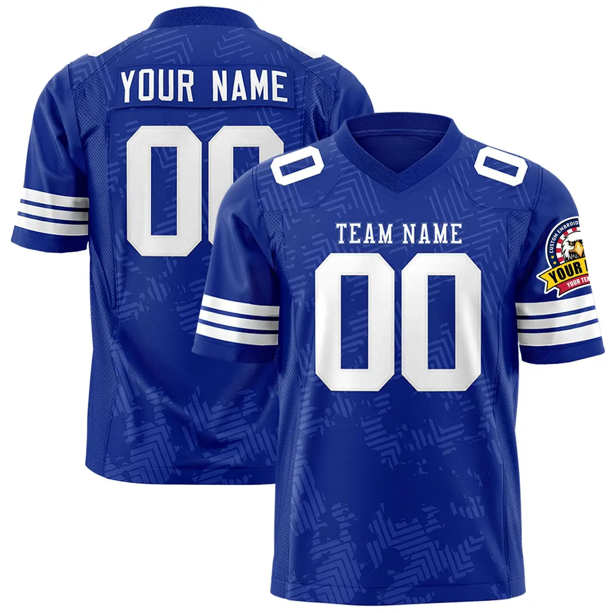 Royal White Graffiti Line Design Authentic Football Jersey