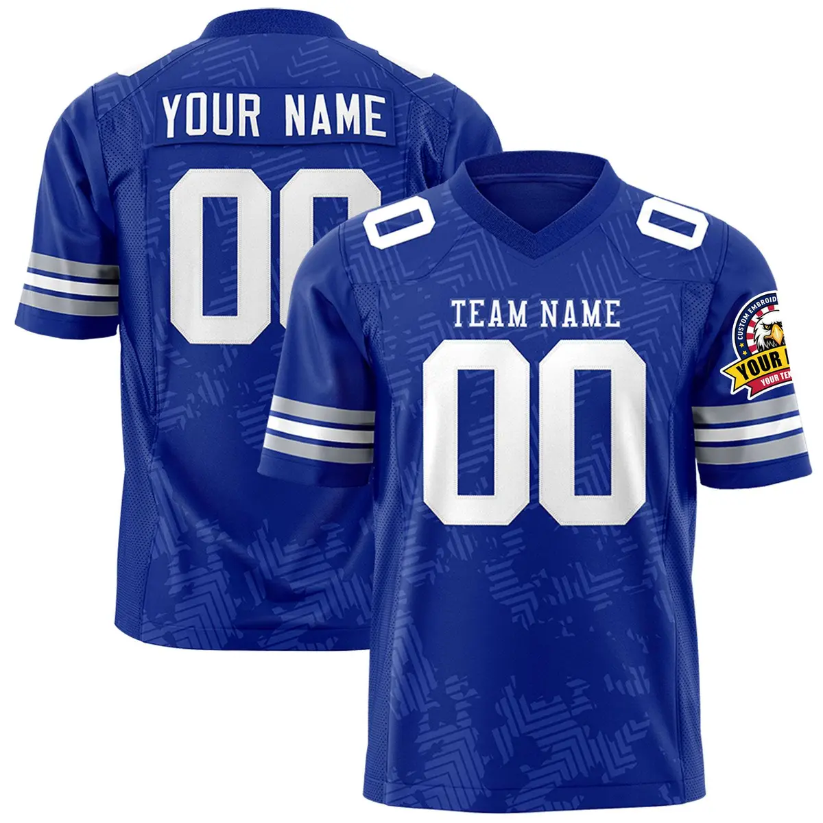 Royal White Graffiti Line Design Authentic Football Jersey