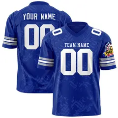 Royal White Graffiti Line Design Authentic Football Jersey 1