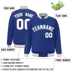 Royal White-Gray Classic Varsity Full-Snap Letterman Jacket 2