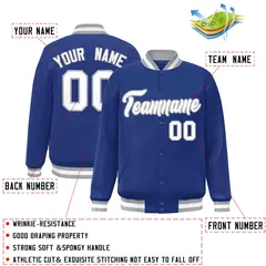 Royal White-Gray Classic Varsity Full-Snap Letterman Jacket 2