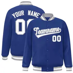 Royal White-Gray Classic Varsity Full-Snap Letterman Jacket