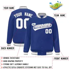 Royal White-Gray Classic Varsity Full-Snap Letterman Jacket 2