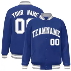 Royal White-Gray Classic Varsity Full-Snap Letterman Jacket 1