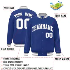 Royal White-Gray Classic Varsity Full-Snap Letterman Jacket 2