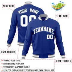 Royal White-Gray Classic Varsity Full-Snap Letterman Jacket 4