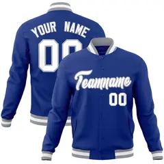 Royal White-Gray Classic Varsity Full-Snap Letterman Jacket 1