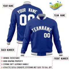 Royal White-Gray Classic Varsity Full-Snap Letterman Jacket 4