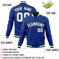 Royal White-Gray Classic Varsity Full-Snap Letterman Jacket 4