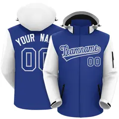 Royal White-Gray Raglan Sleeves Waterproof Jacket