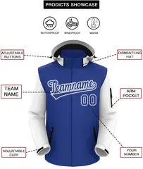 Royal White-Gray Raglan Sleeves Waterproof Jacket 2