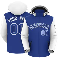 Royal White-Gray Raglan Sleeves Waterproof Jacket 1