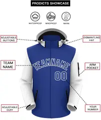 Royal White-Gray Raglan Sleeves Waterproof Jacket 2