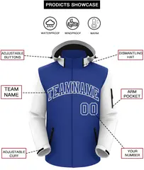 Royal White-Gray Raglan Sleeves Waterproof Jacket 2