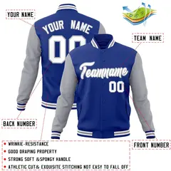 Royal White-Gray Raglan Varsity Full-Snap Letterman Jacket 4
