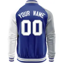 Royal White-Gray Varsity Full-Zip Raglan Sleeves Letterman Baseball Jacket 6