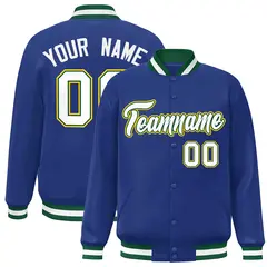 Royal White-Green Classic Varsity Full-Snap Letterman Jacket 1