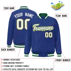 Royal White-Green Classic Varsity Full-Snap Letterman Jacket 2
