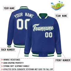 Royal White-Green Classic Varsity Full-Snap Letterman Jacket 2