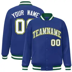 Royal White-Green Classic Varsity Full-Snap Letterman Jacket 1