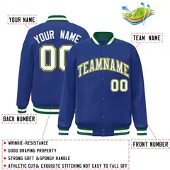 Royal White-Green Classic Varsity Full-Snap Letterman Jacket 2