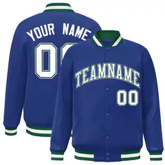 Royal White-Green Classic Varsity Full-Snap Letterman Jacket 1