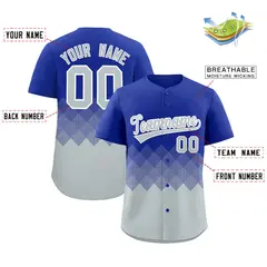 Royal White Grid Blur Pattern Baseball Jersey 2