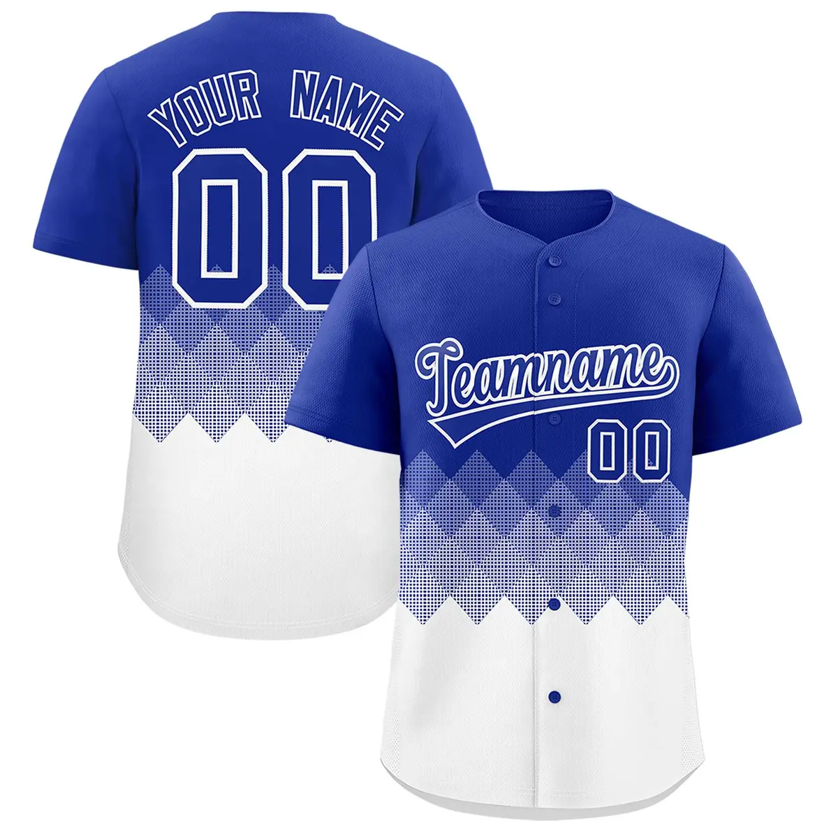 Royal White Grid Blur Pattern Baseball Jersey