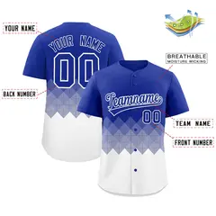 Royal White Grid Blur Pattern Baseball Jersey 2