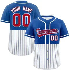 Royal White Half Stripe Authentic Baseball Jersey