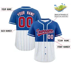 Royal White Half Stripe Authentic Baseball Jersey 2