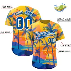 Royal White Hawaiian Graffiti Palm Tree Baseball Jersey 2