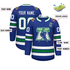 Royal White-Kelly Green Classic Style Hockey Jersey 2
