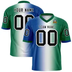 Royal White-Kelly Green Gradient Football Jersey