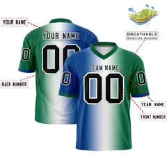 Royal White-Kelly Green Gradient Football Jersey 2
