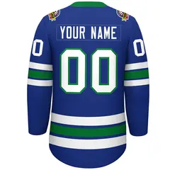 Royal White-Kelly Green Lace-Up Neck Hockey Jersey 4