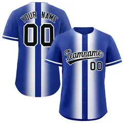Royal White Lapel Gradient Fashion Baseball Jersey
