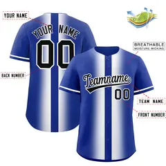 Royal White Lapel Gradient Fashion Baseball Jersey 2
